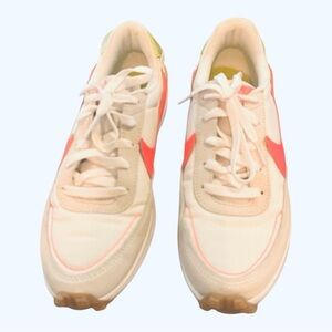 NIKE Waffle Debut Sneakers | Size 9 | White/Hot Punch-Bright C
